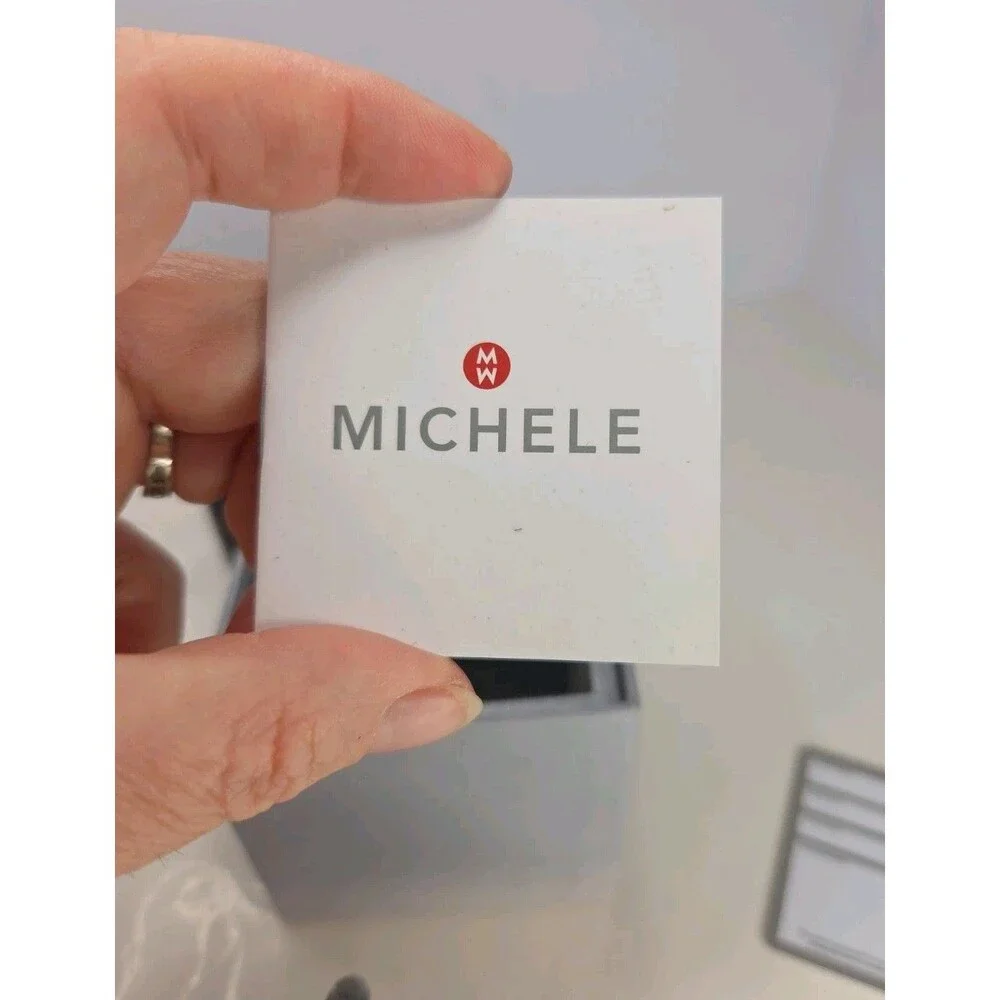 MICHELE JELLY BEAN TAHITIAN CHRONOGRAPH Watch GOLDTONE WHITE SILICONE BAND EUC - Picture 14 of 16